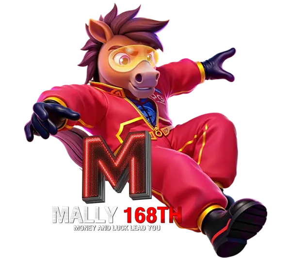 MALLY168 ฮีโร่บล็อกคาสิโน ตัวการ์ตูนสไตล์นักสู้ชุดแดงกำลังกระโดดแอ็กชัน สื่อถึงพลังการเดิมพัน ความมันส์ และโอกาสลุ้นรางวัลใหญ่